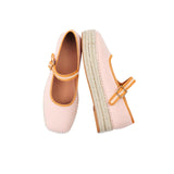 MAIJED Mary Jane Woven Espadrilles for Women Round Toe Ballerina Shoes Canvas Summer Flats Pink US10