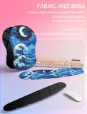Hokafenle 2in1 Combination, Wave Keyboard Wrist Rest and Ergonomic Curvature Mouse Pad Wrist Support for Relieve Wrist Pain, Filled with Soft Cushion Memory Foam, Crescent Waves