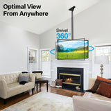 MOUNTUP Ceiling TV Mount for 40-75 Inch Flat Curved TVs, 360° Rotation Heavy Duty Articulating Pole with 99 lbs Capacity, Max VESA 600x400mm, Adjustable Height Ceiling Mount for Restaurant/Office