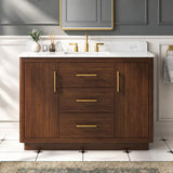 DELUXE LIVING 48 Inch Bathroom Vanity with Sink, Fully-Assembled, Warm Elm