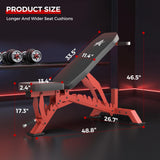 STACOO Weight Bench, Adjustable Workout Bench for Home Gym Full Body Workout, 1300LBS Weight Capacity Bench Press, Flat/Incline/Decline