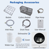 Countertop Dishwasher, Portable Mini Compact Dishwasher with Faucet & Manual 5L Water Tank and 6 Wash Programs, Perfect for Small Spaces Like Apartment, Dorm, Boat, Camper/RV
