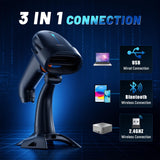 Tera Barcode Scanner 2D Wireless: with Battery Indicator and Stand, HW0002