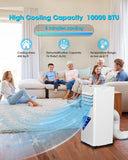 Lovewind 10000 BTU Portable Air Conditioners, Cool Up to 450 Sq.Ft, 4 IN 1 Quiet Portable AC Unit with Remote Control, Dehumidifier & Fan Modes, LED Display, 24H Timer, Installation Kits, White