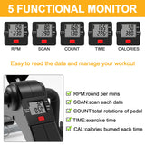 Pedal Exerciser Desk Exercise Bike Leg and Arm Exercise Bike with LCD Monitor Foldable and Porable (Black/Grey) MOMODA