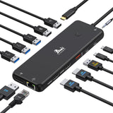 13-in-1 Docking Station Dual Monitor 4K LIONWEI USB C Hub for Laptop Mac