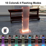 Acrylic Podium Stand, 43” Pulpit for Churches with 15 Colors Adjustable, Modern Lectern with Storage Shelf for Classroom