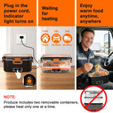 IFENROL Electric Heated Lunch Box for Adults, 100W 3-IN-1 2 Pack 1.8L Containers Heating Lunch Box for Men Portable Double Layer, Fast Heated Food Warmer,12V/24V/110V for Car Truck Office Home
