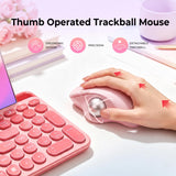 seenda Wireless Trackball Mouse, Ergonomic Bluetooth Rollerball,Rose Pink