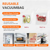 2-in-1 Vacuum Sealer for Food,Portable Vacuum Sealer Machine with 20 Reusable Vacuum Bags+ 4 Mason Jars Lids,Rechargeable Food Vacuum Sealing fo Preserve 5X Freshness with Easy Operation
