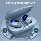 Active Noise Cancelling Ear Buds Wireless Bluetooth Headphones 80H Playtime Display Charging Case 50dB ANC Over Earhooks Earbuds with Hi-Res Sound Clear Calls for Sport Running Gym Workout Sierra Blue