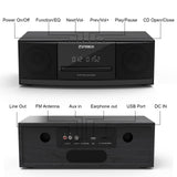 Vintage Bluetooth Stereo System for Home, THINKYA 36W RMS Micro HiFi Systems CD Player Dual 3” Bass with Bluetooth Audio Streaming, FM Radio, USB Port, Aux-in, Remote Control(NO Clock & Alarm)
