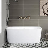 WOODBRIDGE 67 X 30.75 X 23.6" freestanding back-to-wall soaking bathtub with matte black drain included, White WE007