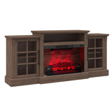 LUXOAK 70" Farmhouse TV Stand with 28" Fireplace, Rustic Brown