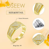 Oseew Round Cut Moissanite Rings Wedding for men Hip Hop Iced Out Luxury Men's Moissanite Ring sterling silver/ 10k 14k 18k gold square frame Design (yellow gold)
