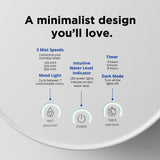 Carepod One Plus with Stand - Stainless Steel Humidifier for Large Room with Mood Light, Quiet & Safe for Baby, Only 3 Washable Parts, Easy to Clean Ultrasonic Cool Mist Humidifiers for 30Hrs, 1Gal/4L