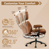 Ergonomic Office Chair Faux Leather Swivel Desk Chair for Home Office,Brown
