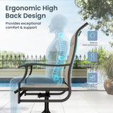 Patio Dining Set for 8 Person, Padded High Back Outdoor Swivel Chairs and Large Metal Table
