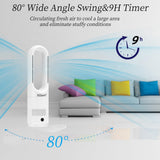 Hiluce Bladeless Fan for Bedroom,Tower Cooling Fan,20dB Quiet,Standing Fans with Remote,Touch, LED Display Installation Free 80°Oscillating 8 Speeds 9H Timer 22" for Home, Office