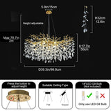 kvtinmty Modern Crystal Chandeliers for Dining Room Over Table, 40" Round Gold Tree Branche Chandelier, Large Crystal Chandelier for Living Room,High Ceiling,Foyer,Entryway,Kitchen Island,Staircase