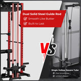 Mikolo F4 2.0 Power Cage with Dual-Track Smooth Pulley System, 1200LBS Power Rack with Leg Hold-Down for Heavy LAT Pulldowns, All-in-One Squat Rack