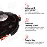 Grillbot Automatic Grill Cleaning Robot with Nylon Brushes, Electric BBQ Cleaner Brush with Motorized Power, Cordless Rechargeable Grill Scrubber for Outdoor Grills (Red and Case)