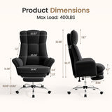 Daluvenix Cross Legged Office Chair with Flip Armrests，Big and Tall Executive Office Chair, 135° Reclining Criss Cross Chair with Footrest, Sink-in Cloud Cushion, Black Velvet