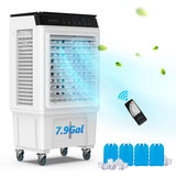 ROVSUN 7.9Gal Portable Swamp Cooler, 2300CFM Evaporative Air Cooler with Auto Oscillating, Remote, 3 Speeds, 12H Timer & 4 Ice Packs, 3-IN-1 Humidifying Cooling Fan Indooor Outdoor Patio Garage