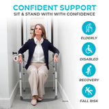 Stander Wonder Toilet Safety Rails for Seniors, Adjustable Detachable Toilet Frame with Padded Handles for Elderly Adults, Foldable Handicap Support Rail with Footrest, Fits Any Toilets