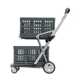 CLAX® The Original | Made in Germany | Multi Use Functional Collapsible Carts | Mobile Folding Trolley | Storage Cart Wagon | Shopping Cart with 2 Storage Crates | Platform Truck (Light Grey)