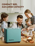 Neretva Bread Maker, 20-IN-1 2LB Bread Machine Dual Heater Bread Maker Machine Automatic with Nonstick Ceramic Pan, 15H Timer & 1H Keep Warm Set, Low Noise, Stainless Steel Breadmaker Recipe-Green