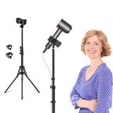 Purple River Hair Dryer Stand 20" to 63" Adjustable Blow Dryer Holder with Tripod and Universal Clip, Easy to Use, Hands Free Relieve Wrist Pain, Shoulder Periarthritis etc (Black)
