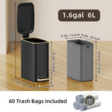 Small Bathroom Trash Can with Lid Soft Close, Step Pedal