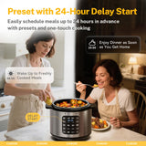 CARORI 9-in-1 Electric Pressure Cooker, 1000W Instant Multi-Cooker with IMD Touchscreen, Olla de Presion, Non-Stick Pot, Rice Cook, Slow Cook, Steamer, Sauté, Warmer, Safe Venting, Silver 8 Qt