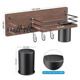 RoleDes Wooden Hair Dryer Holder Wall Mounted, Bathroom Hair Tool Organizer, Blow Dryer Holder Shelf, Curling Iron and Hair Styling Tools Organizer