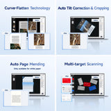 Portable Scanner, Portable 13MP Book Scanner Flatten Curve Technology Capture Max A3 Document Fast Scan for Office Library School