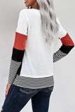 Daspkuwy Sweaters for Women Color Block Striped Womens Casual Tops Long Sleeve Simple Slim Fit Lightweight Tunic Sweaters to Wear with Leggings Red S