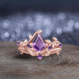 Oseew Amethyst rings for women sterling silver Amethyst engagement ring set Anniversary