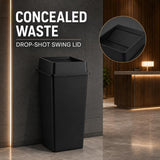 Getzi 10 Pack Black 50 Gallon Heavy Duty Garbage Cans with Lids, Large-Capacity Square Commercial Waste Containers with Integrated Handles for Indoor Outdoor Facility and Industrial Use