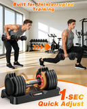 XDDIAS Adjustable Dumbbell Set of 2, 25/55/80LB Dumbbell Set-Fast Adjust Weights Set, 5/10/16 in 1 Free Weights Dumbbells Set with Anti-Slip Metal Handle, Compact Size (25LBS)