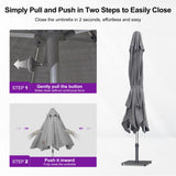 PURPLE LEAF Outdoor Sun Umbrella 10' x 10' with Base Semi Auto Lift, Gray