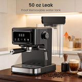 Espresso Machine 15 Bar Compact Electric Coffee Maker with Milk Frother for Latte & Cappuccino, Expresso Coffee Machines, Removable Water Tank, Ideal for Home and Office Use - Cafetera Espresso