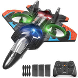 Tubokoro Foam Remote Control Airplanes with 3 Batteries, RC Planes for Kids Adults 8-16, RC Airplane Fighter Jet with Light, 360° Flip Fighter Jet Toys, Stunt Roll, Airplane Toy Gifts for Kids Boys