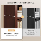 MapleGrace 71" Triple Arched Bookcase, Tall Bookshelf with Shelves, Cherry