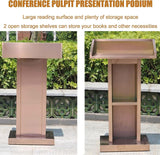 Stainless Steel Waterproof Podium, Indoor/Outdoor Lectern for Restaurants & Hotels, Conference Pulpit, Elegant Recept Desk for Events & Presentations (Rose Gold)