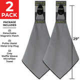 STICKIT Magnetic Towel, Grey | 2-Pack | Top-Tier Microfiber Golf Towel with Deep Waffle Pockets