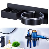YAYINLI Hair Straightener Holder Wall, Blow Dryer Holder Wall Mounted Hairdryer Holder for Bathroom, Hair Tools Organizer & Storage Curling Iron Holder, Salon Hair Dryer Holder (Black)