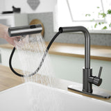 Kitchen Faucets with Pull Down Sprayer,Waterfall Kitchen Sink Faucet,Commercial Utility Stainless Steel Kitchen Faucets,Single Handle Kitchen Sink Faucet with Pull Down Sprayer for 3 Function,Grey