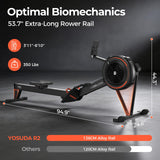 YOSUDA R2 Rowing Machine for Home, Professional Adjustable Air Resistance Rower Machines with Self-Powered Monitor, 53.7'' Row Rail
