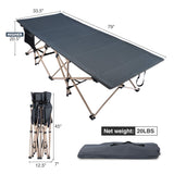 REDCAMP Oversized Camping Cots for Adults 500lbs, 33.5'' Extra Wide Tall Sleeping Cots Heavy Duty, XL Cots Portable for Outdoor Indoor Office, Dark Grey